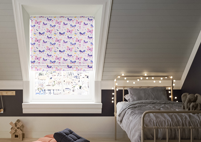 Butterfly Garden, Enchanting Purples - Motorised Roman Blind - Image 3
